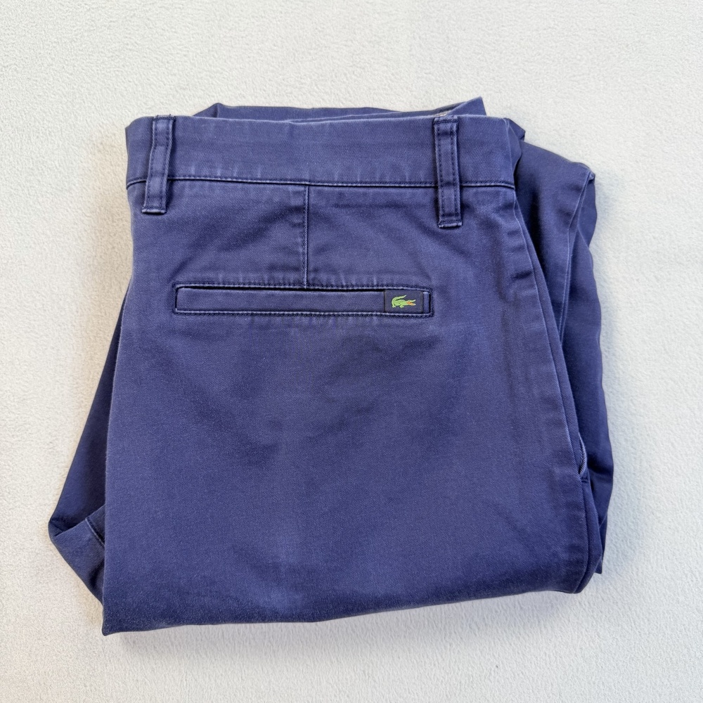 Lacoste Pants Mens 34x30 Blue Slim Fit Stretch Chino Casual Cotton Blend